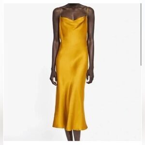 Zara mustard satin slip dress